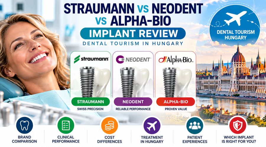 Straumann vs Neodent vs Alpha-Bio: comparison of dental implants, costs and treatment options in Hungary for dental tourists